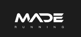 MADE Running logo with white text on dark background